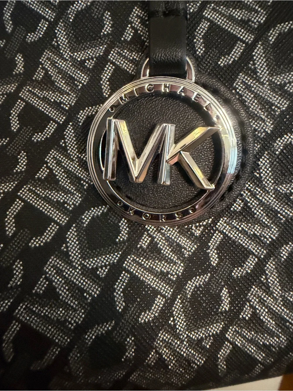 Michael Kors Black and Silver Grayson Medium Duffle Satchel NWT